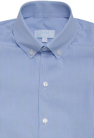Camisa cuello botón rayas azules y blancas