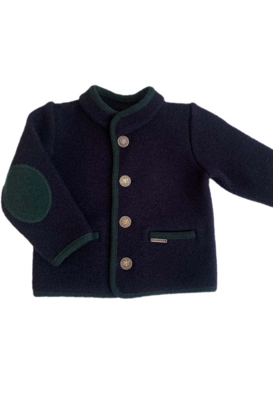 Chaqueta tipo austriaca cuello mao con coderas