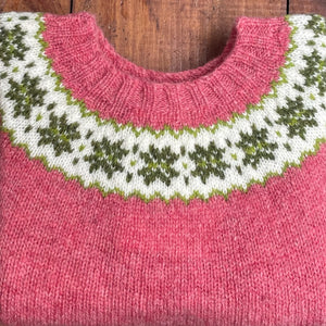 Jersey Shetland Greca Rosa con verde