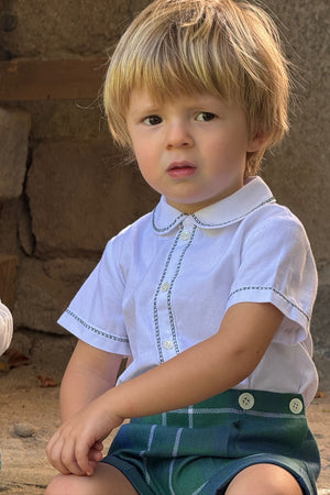 Bermuda 4 ojales tartán camisa crucecita