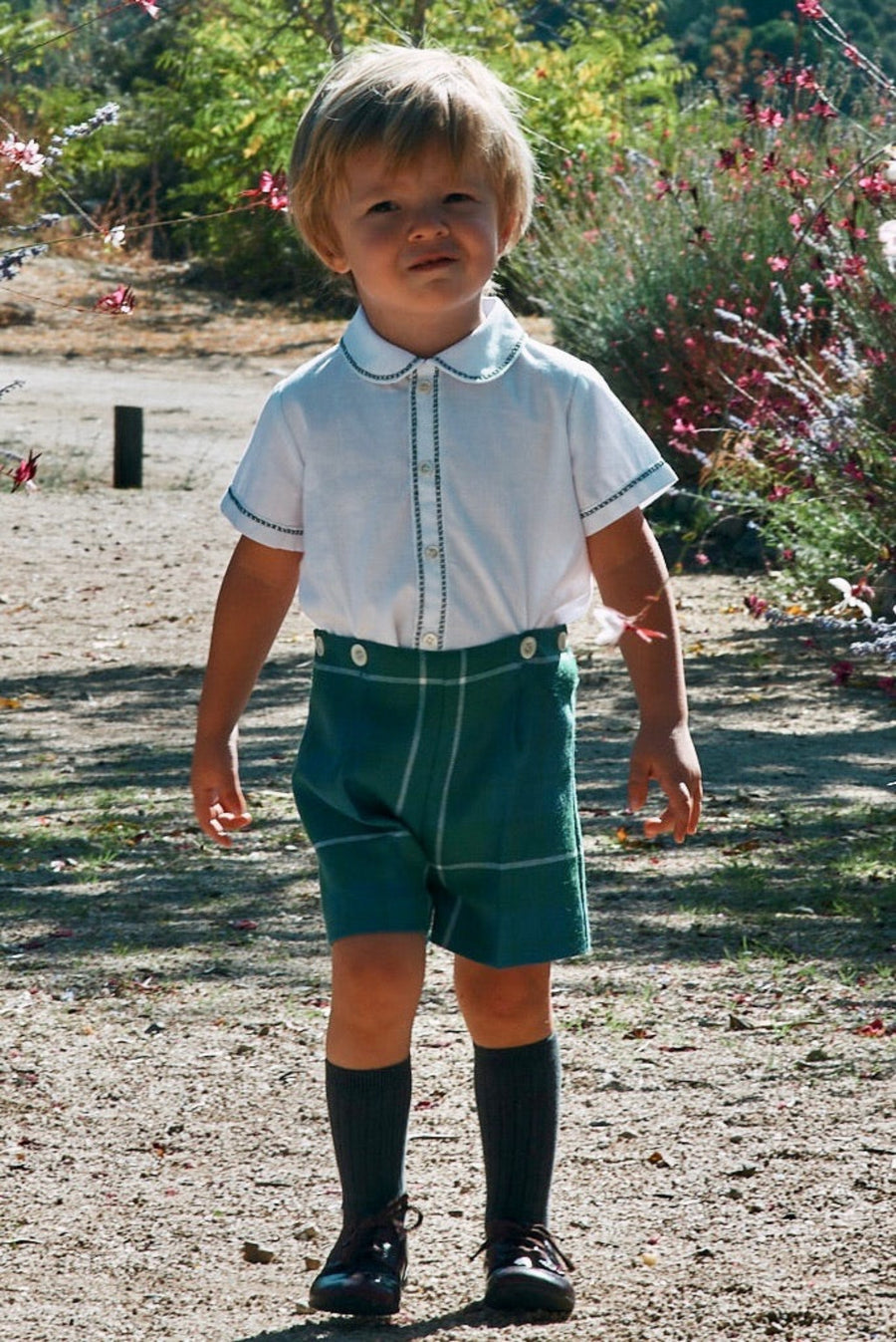 Bermuda 4 ojales tartán camisa crucecita