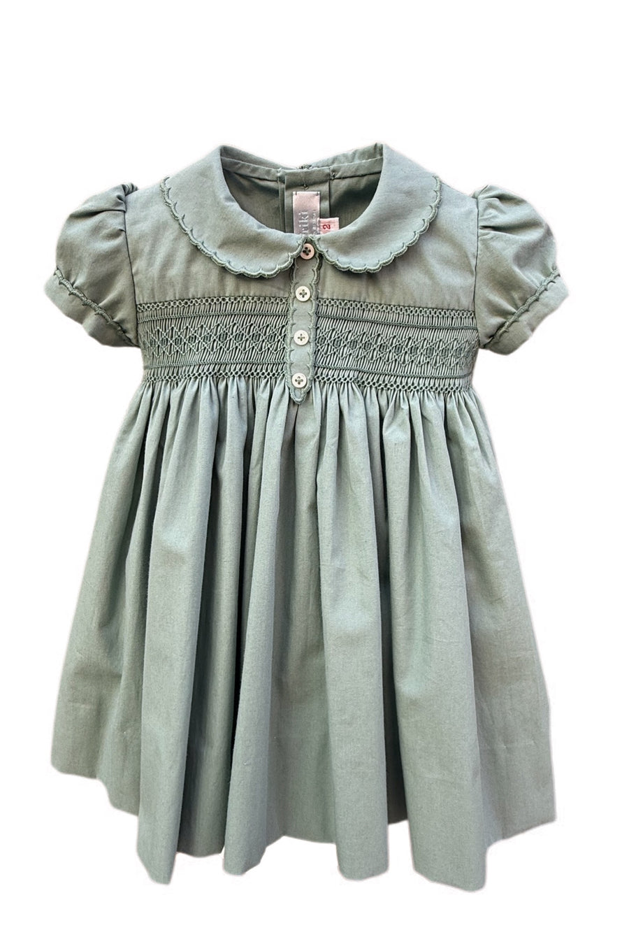 Vestido cuello y tapilla verde