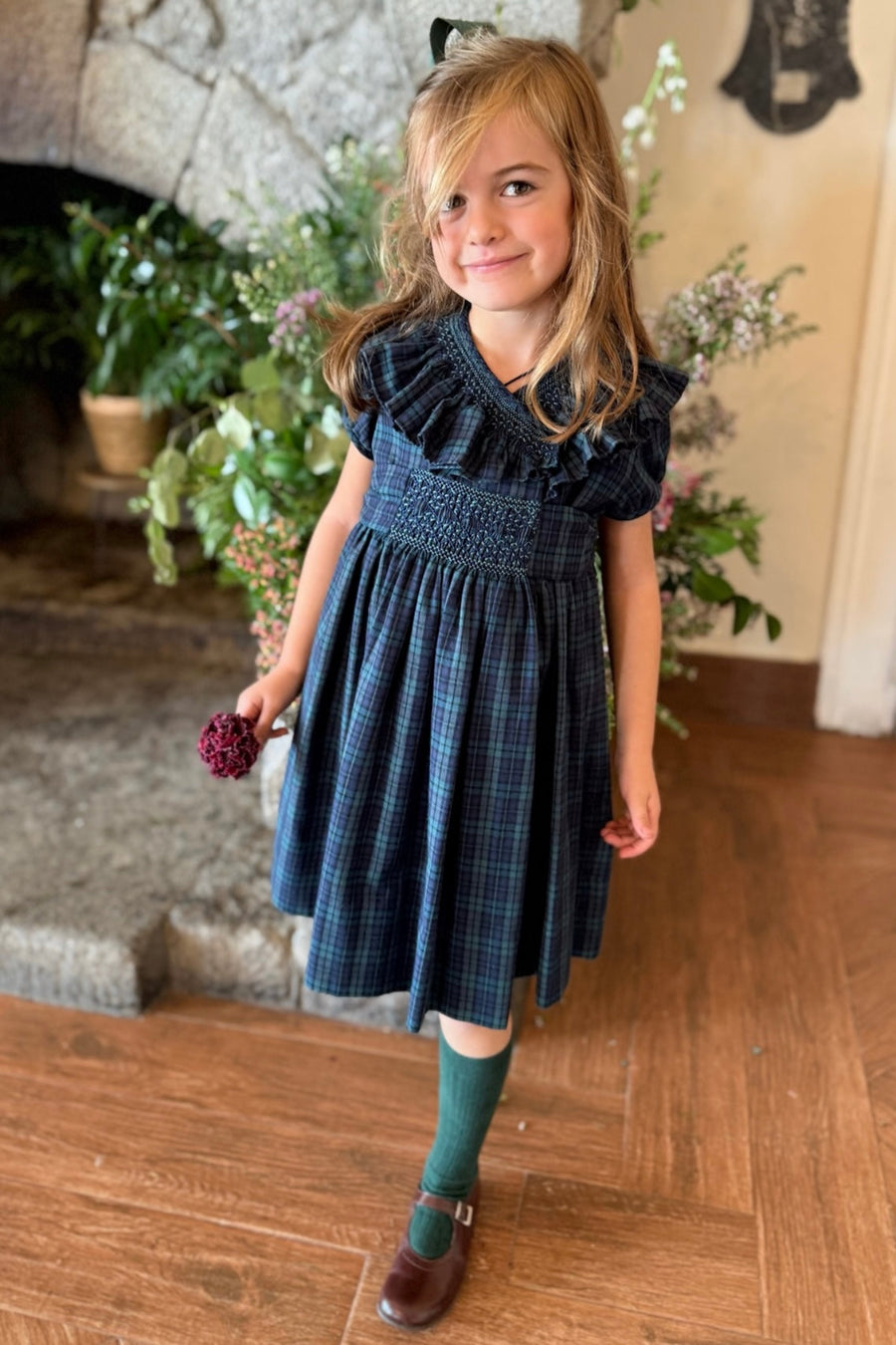 Vestido Smocking en su tela Escocés