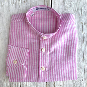 Camisa lino cuello mao rayas