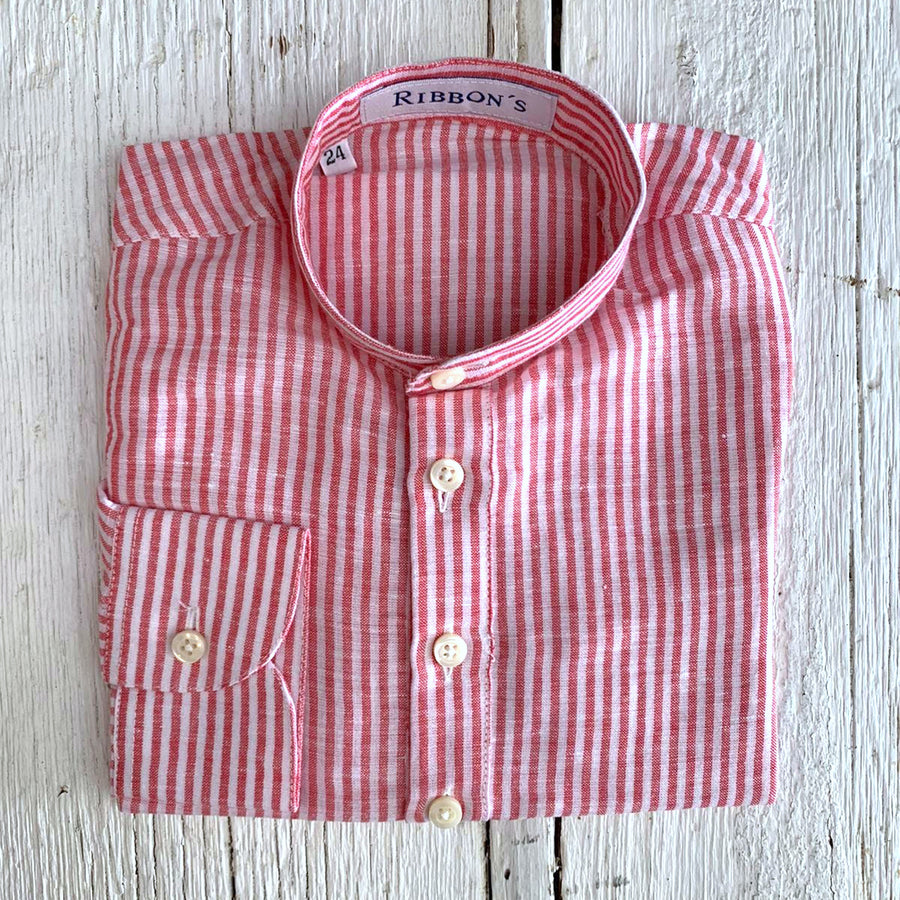 Camisa lino cuello mao rayas